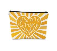 BARPERY Trousse de Maquillage avec Inscription « You are My Sunshine » - Cadeau inspirant pour Fille, Professeur, Remerciement, Noël, rétablissement, Jaune