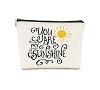 BARPERY Trousse de Maquillage avec Inscription « You are My Sunshine » - Cadeau inspirant pour Fille, Professeur, Remerciement, Noël, rétablissement, Blanc.