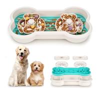 Barpor Gamelles pour chien à alimentation lente - Double gamelle anti-étouffement en forme d'os pour chiot à alimentation lente pour aliments secs, humides et crus, puzzle amusant pour animaux de