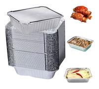 Barquette Aluminium - 60 Pièces - 650ml - Avec Couvercle - Pour Four Et Barbecue - Argent ACCESSOIRES FABRICATION MAISON