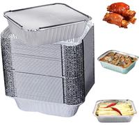 Barquette Aluminium avec Couvercle, 60 Pièces Barquette Alimentaire Jetable 650ml, Plat Aluminium Jetable, Barquettes en Aluminium pour Pique-Nique, Barbecue, Four, Cuisson