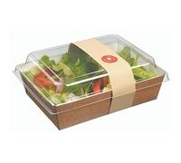 Barquette Fraîcheur avec Couvercle en PET et Bague Papier - 1000 ml - Lot de 50