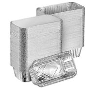 Barquettes en Aluminium avec Couvercle,100 Pièces Barquette Aluminium,Bacs à grill en aluminium,Barbecue Réutilisables,Barquette Alimentaire pour Cuisiner,Griller,Cuire.(450ML)