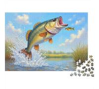 Barracuda Qui Saute 1000 Pièces Puzzle Poisson d’Eau Douce Carton Premium Garçons & Filles Loisirs 70x50cm