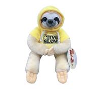 BARRADO - Peluche ours paresseux avec T-shirt de qualité Super Soft (25 cm, marron clair T-shirt jaune)