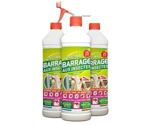 Barrage aux insectes W2000 3x1L avec 3 bouchons de sécurité + 1 Pulvérisateur