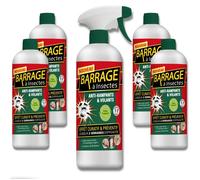 Barrages aux insectes lot de 5 - VENTEO - Anti-nuisible/Effet préventif - Agis en intérieur/extérieur - Toutes surfaces - Base de géraniol - Efficacité immédiate - 1L