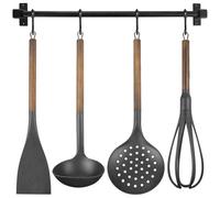 Barre à crochets cuisine en métal noir 5 éléments rampe de suspension