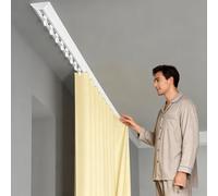 Barre à Rideau Fixée au Plafond Haute Résistance - Modèle Silencieuse pour Bureau, Salon et Chambre100cm