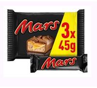 Barre Chocolatée, Caramel et Nougat, Pack de 3 x 3 Barres de 45g, Énergétique