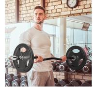 Barre curl EZ en acier 120 cm noir et argent, charge 100 kg, pour disques Ø 5 cm, 2 clips