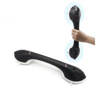 Barre d'appui à ventouse pour douche et baignoire : poignée antidérapante améliorée avec ventouse puissante pour mur de salle de bain, charge maximale de 122 kg pour personnes âgées (noir, 43,2 cm)