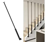 Barre d'appui antidérapante en forme de L en métal noir/doré pour escalier intérieur, balustrade montée du sol au plafond, 125 cm pour lofts et villas