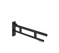 Barre d'appui articulée Hewi System 900 900.50.16560 DC saillie 850 mm, acier inoxydable thermolaqué noir mat profond, porte-papier toilette