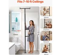 Barre d'appui Barre de sécurité du sol au plafond - charge max. 136kg, hauteur plafond 305cm, couleur noir