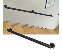 Barre d'appui carrée d'extérieur - Kit de garde-corps d'escalier en fer forgé noir de 2 m - Barre de support de sécurité pour intérieur/extérieur, supports de rampe durables