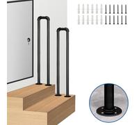 Barre d'appui de sécurité en forme de U 90 cm - Main courante au sol pour escaliers intérieurs et extérieurs - Comprend un kit d'installation pour marches et piquets