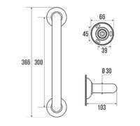 Pellet - Barre d'appui droite alu époxy blanc 300mm