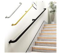 Barre d'appui en fer antirouille pour escalier intérieur/extérieur - Rampe de sécurité murale pour garage et salle de bain - 30 cm - Finition noire