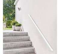 Barre d'appui extérieure｜1 2 3 4 5 6 mètres Blanc/Noir Rampe d'escalier｜Barre d'appui murale antidérapante en tube rond pour l'intérieur, pour maison crèche lofts couloirs(570cm)