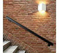 Barre d'appui extérieure｜Main courante en fer forgé｜Garde-corps d'escalier | Barre d'appui de Support de sécurité de rampes d'escalier en métal pour mur de briques en béton de bois(200cm)