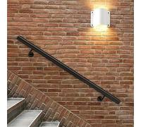 Barre d'appui extérieure | Rampe d'escalier Murale pour marches extérieures ou intérieures | Barre d'appui de sécurité en Fer forgé Noir | Tube Rond(270cm)