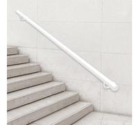 Barre d'appui extérieure, Tige de support de sécurité pour main courante murale de 30 à 600 cm, Rampe d'escalier ronde blanche Main courante d'escalier en fer forgé extérieur et intérieur(360cm)