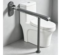 Barre d'appui murale rabattable pour toilettes avec pieds antidérapants - Brille dans le noir - Charge jusqu'à 200 kg - Pour personnes handicapées, personnes âgées enceintes (gris)
