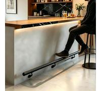 Barre d'appui pour tabourets de bar, Support mural de repose-pieds rond en acier inoxydable, for Bar et cuisine, multicolore, plusieurs tailles(Black,70cm/2.3ft)