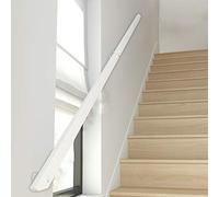 Barre d'appui réglable en bois blanc antidérapant pour escalier intérieur/extérieur - Kit de support mural de 50 à 300 cm - Idéal pour la sécurité du loft villa couloir