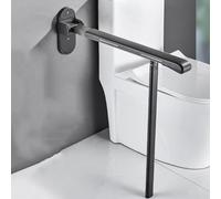 Barre D'appui Wc Rabattable, Barre De Sécurité Pliable Supporte Jusqu'à 200kg,D'appui De Salle De Bain En Acier Inoxydable Antidérapant Avec Jambes Pour Handicapé,âgé,Enceint (Black)