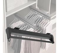 Barre D'armoire Extensible - Tringle À Vêtements Réglable, Tringle À Vêtements Télescopique Coulissante En Acier Inoxydable Montée Sur Le Dessus, Cintre Coulissant Noir De 350 Mm À 800 Mm(600mm)