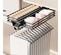 Barre D'armoire Extensible - Tringle À Vêtements Réglable, Tringle De Penderie Avec Panier, Charge De 77 Lb, Tringle À Vêtements Coulissante, Tringle À Vêtements Avec Amortisseur(22 IN/56CM with Baske