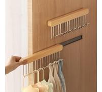 Barre D'armoire Extensible - Tringle À Vêtements Réglable, Tringle De Penderie Coulissante, Porte-pantalons Et Cintre Pour Soutien-gorge, Cintre En Bois Massif Sans Perforation 8-12 Crochets(8 hooks)