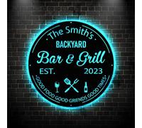 Barre D'art Mural En Métal Pour Bar Et Grill, Lumière LED Personnalisée Pour Barbecue avec Panneau En Bois, Décor De Bar, Signe De Grotte D'homme