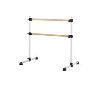 Barre de ballet double portable réglable en hauteur - Hêtre et Aluminium Argent