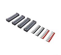 Barre de bornes à 4 broches 600 V 25 A, rail de collecte à double rangée avec couvercle, bloc de distribution en fer/cuivre pour électricité, 8 positions, lot de 4 (fer 2508)