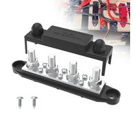 Barre de Bus 250A 12V Bloc de Distribution d'énergie avec 3/8" (M10) 4-Posts Terminals Block with Cover for Automotive, Marine, Battery System