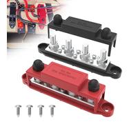 Barre de bus 250A 12V Bloc de distribution d'énergie avec 3/8" (M10) 4-Posts Terminals Block with Cover for Automotive, Marine, Battery System