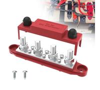 Barre de bus 250A 12V Bloc de distribution d'énergie avec 3/8" (M10) 4-Posts Terminals Block with Cover for Automotive, Marine, Battery System