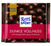 Barre de chocolat noir | Ritter Sport | Noisettes entières sombres | Poids total 100 grammes
