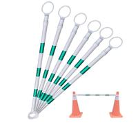 Barre de cône de signalisation réglable en plastique PVC | Plusieurs couleurs 1/2/4/5/6/8/10/12/16/20 pièces : distributeur d'avertissement de stationnement (vert et blanc, 6 pièces)