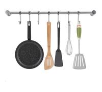 Barre de Cuisine Murale 40cm Porte-Ustensile à 7 Crochets Ajustables Barre de Crédence en Acier Inoxydable Chargé Max de 30kg,