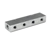 Barre de distribution - Sorties à l'avant - Entrée 2 x 1/8 - Sortie 3 x M5 - Aluminium