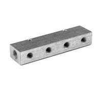 Barre de distribution - Sorties à l'avant - Entrée 2 x 3/8 - Sortie 3 x 1/8 - Aluminium