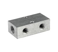 Barre de distribution, sorties avant et arrière, entrée 2 x 1/8, sortie 6 + 6 x M5 en aluminium.
