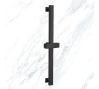 Barre de douche carrée de 60 cm pour salle de bain, montage mural, réglable, en acier inoxydable SUS304, support de pommeau de douche rotatif résistant à la corrosion (noir)