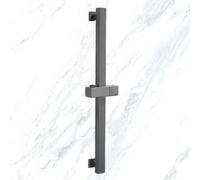 Barre de douche carrée de 60 cm pour salle de bain, montage mural, réglable, en acier inoxydable SUS304, support de pommeau de douche rotatif résistant à la corrosion (gris)