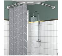 Barre de Douche d'angle en Nickel brossé, sans perçage, en Acier Inoxydable, en Forme de L, Extensible et courbée, pour Salle de Bain, Baignoire ou Dressing (Dimensions : 70-95 נ120 cm)