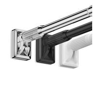 Barre de Douche Ferme et extensible, Tringle à Rideaux sans perçage, 410CM-500CM, 360CM-450CM, 40CM-55CM, Tringle à Tension Ajustable pour Rideaux, pour Salle de Bain Chambre Placard Fenêtres Portes (